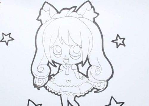 简笔画女孩怎么画 q版女孩简笔画图片彩色儿童画步骤